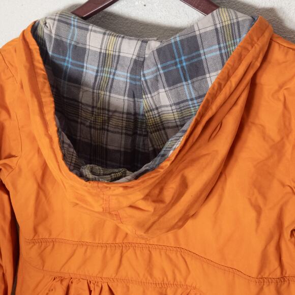 Rebe Hooded Utility Jacket Women's Orange Plaid Size Large Outdoor Gorpcore - Picture 9 of 13